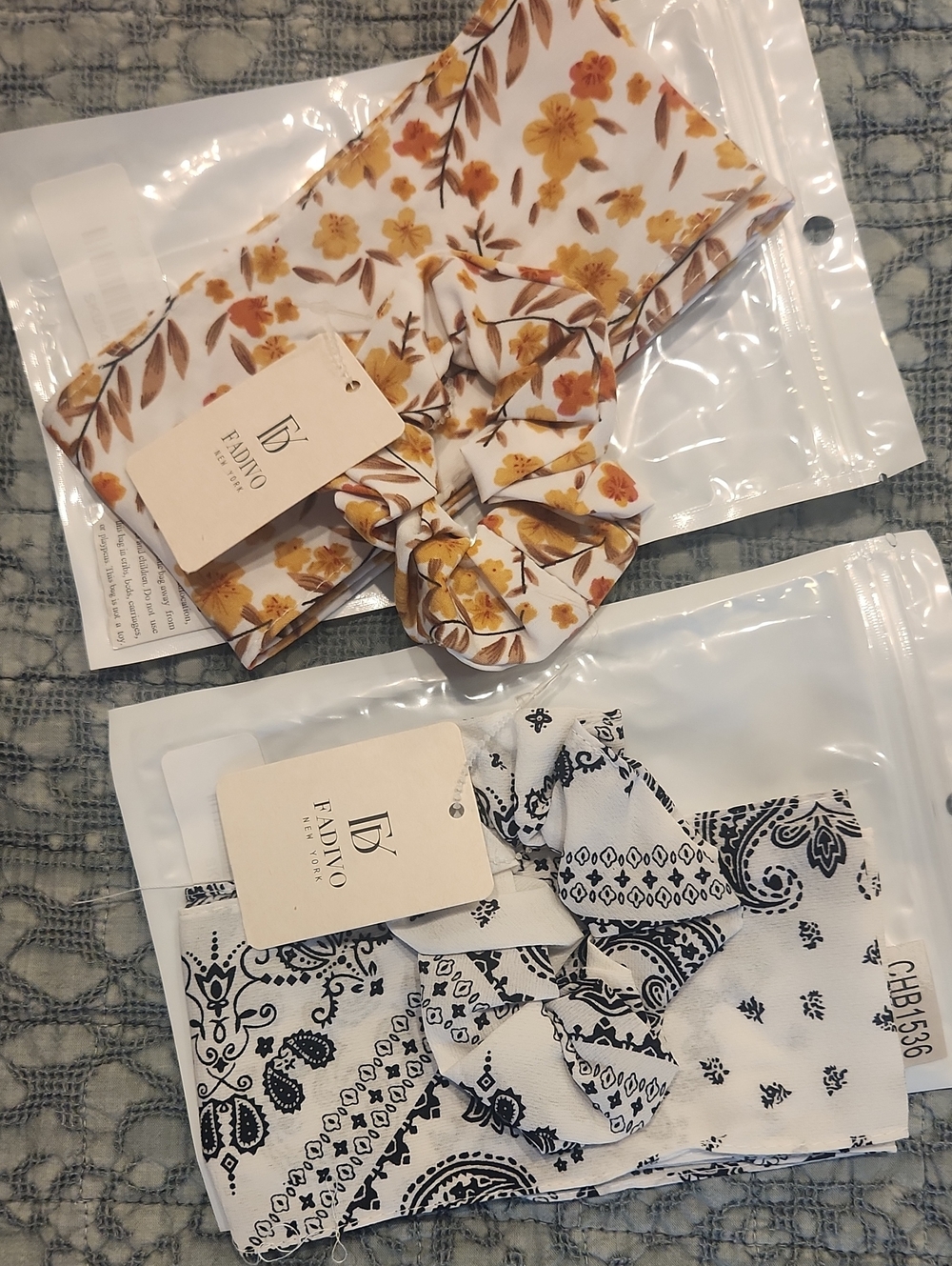 Floral & Paisley Headwrap Set - Yellow, White & Black